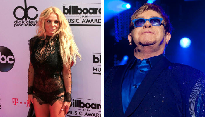 Britney Spears y Elthon Jhon.