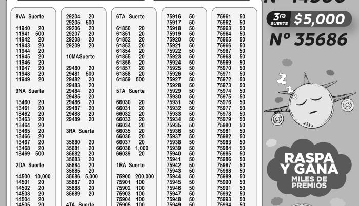 BOLETIN LOTERIA 6953.LUNES 31 DE JULIO 2023