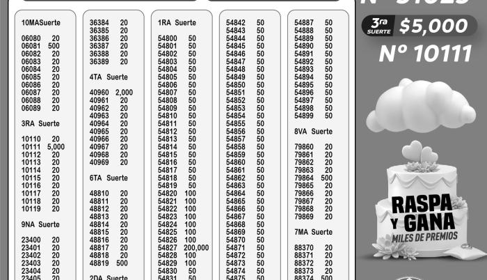 BOLETIN LOTERIA 6959, LUNES 14 DE AGOSTO 2023