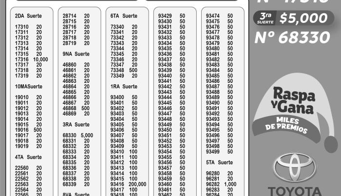 BOLETIN LOTERIA 6968, LUNES 04 DE SEPTIEMBRE 2023