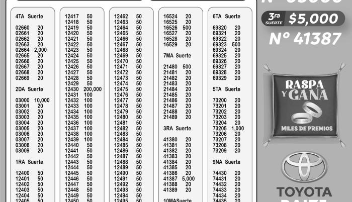 BOLETIN LOTERIA 6977 - LUNES 25 DE SEPTIEMBRE 2023