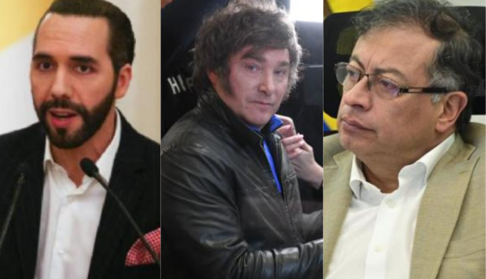 Nayib Bukele, Javier Milei y Gustavo Petro