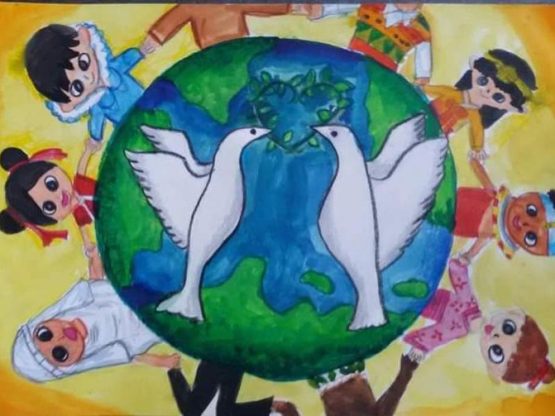 Niños de 100 países pintan para promover la paz