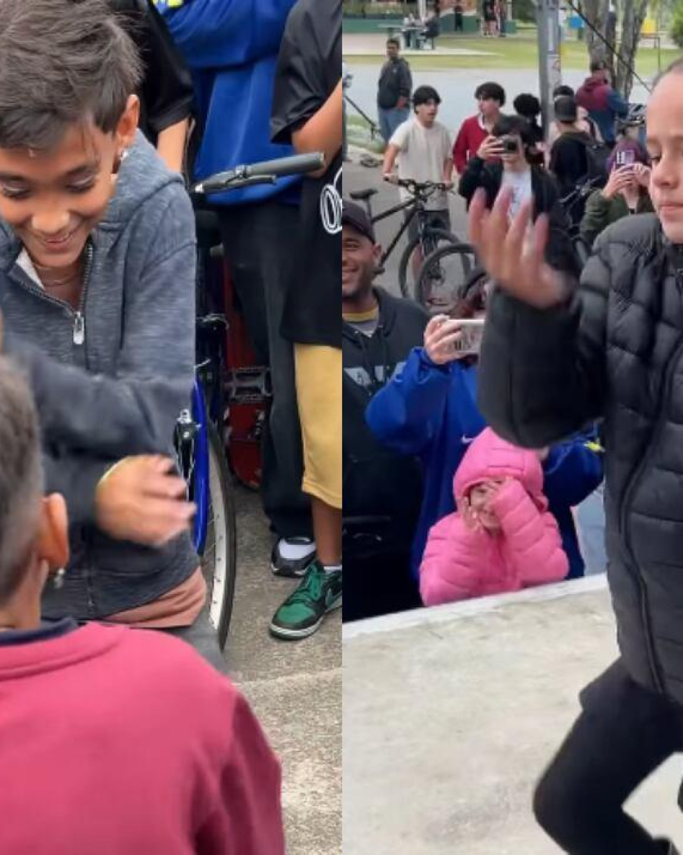 Jóvenes participan en un campeonato de farmear aura en Brasil, donde el público elige al ganador por sus bailes, poses y gestos.