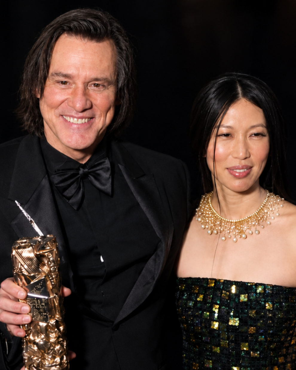Jim Carrey y Min Ah en la 51.ª edición de los Premios César, en París, en febrero de este año.