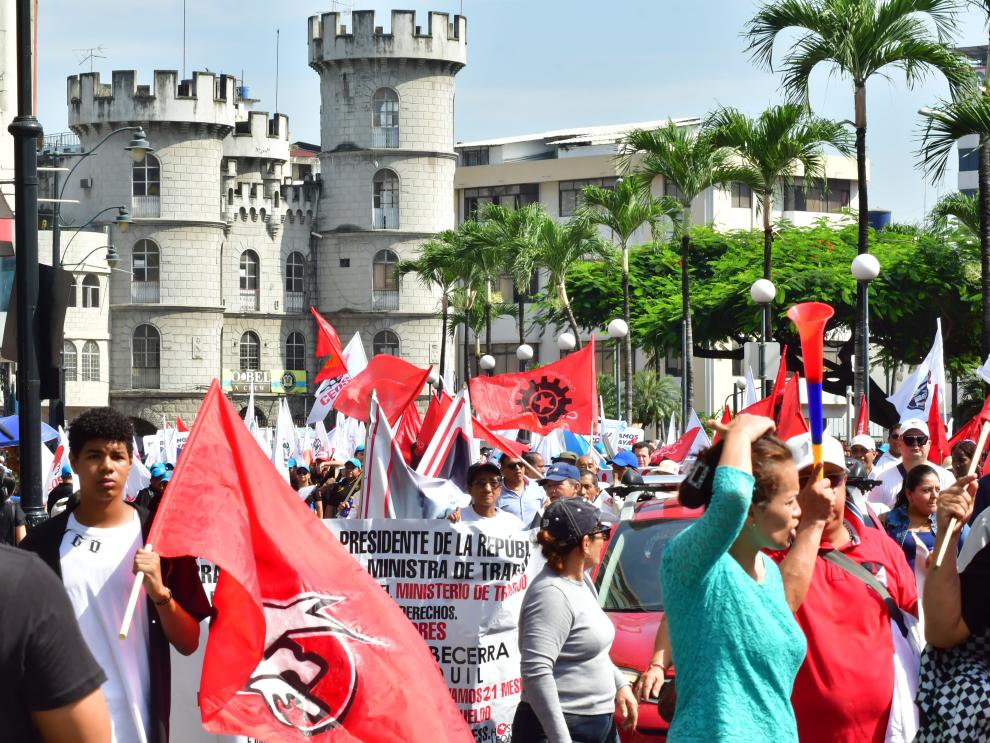 La Central Unitaria de Trabajadores se concentró en el centro de Guayaquil.