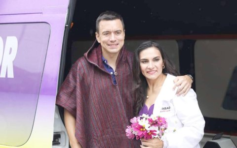 Daniel Noboa y Verónica Abad durante la campaña electoral de las elecciones anticipadas.
