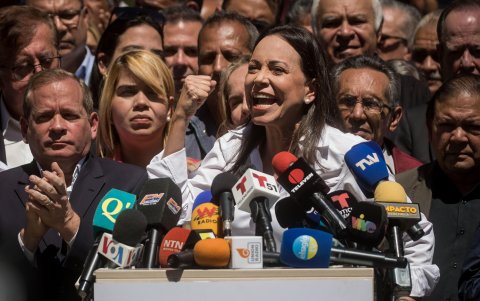 La líder opositora venezolana María Corina Machado en Caracas (Venezuela).