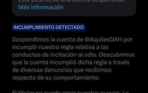 Las supuestas razones que llevaron a la suspensión de la cuenta de X de Aquiles Álvarez