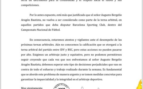 Barcelona parte 5 de la carta a la comisión de Arbitraje