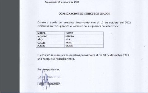 Documento remitido el 8 de mayo de 2024 sobre el auto GSL5797
