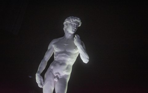 Una replica del David de Miguel Ángel durante un evento el 6 de marzo de 2024, en la ciudad de Resistencia, Provincia del Chaco.