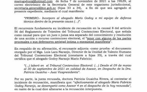 En 2021, Godoy ingresó como defensor en una causa en proceso y luego recursó a la jueza con la que antes trabajó.