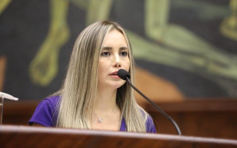 Maribel Barreno, exvocal del Consejo de la Judicatura, durante su replica en el juicio político contra Terán.