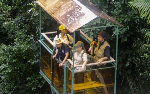 Personas recorren la isla Barro Colorado, en el Canal de Panamá.