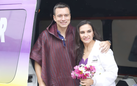 El presidente de la República, Daniel Noboa; junto a la vicepresidenta Verónica Abad.