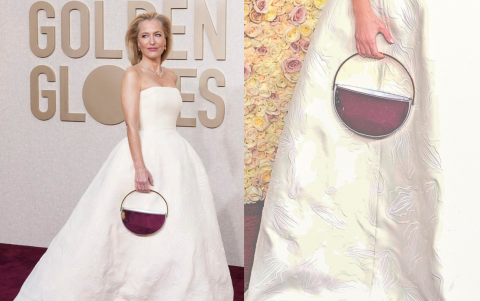Para la gala de los Globos de Oro 2024, Gillian Anderson lució un diseño de su amiga personal Gabriela Hearst, cuyos bordados tienen forma de vulva
