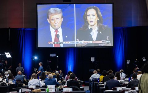 Kamala Harris y Donald Trump durante el debate presidencial