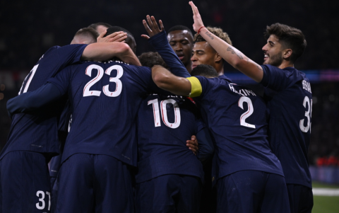 París Saint-Germain en la celebración de gol en la Ligue 1
