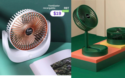 El local Efeeme oferta ventiladores recargables desde USD 19,00