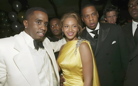 Sean Diddy Combs, Beyoncé y Jay-Z juntos.