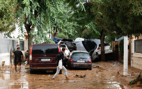 Estragos del fuerte temporal en Valencia, España.