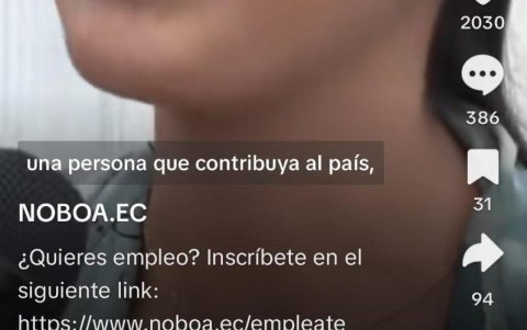 Captura de video de cuenta de TikTok que se usa para promocionar imagen de Daniel Noboa.