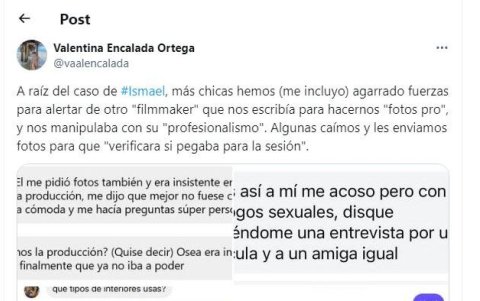 Captura de un mensaje sobre acusación contra Joao Medina.