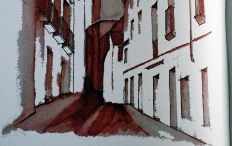 El artista recorrió y retrató la ciudad antigua de Cáceres.