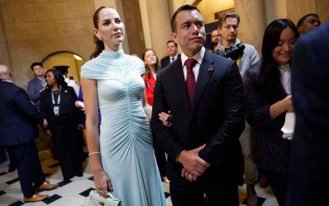 Lavinia Valbonesi y su esposo.