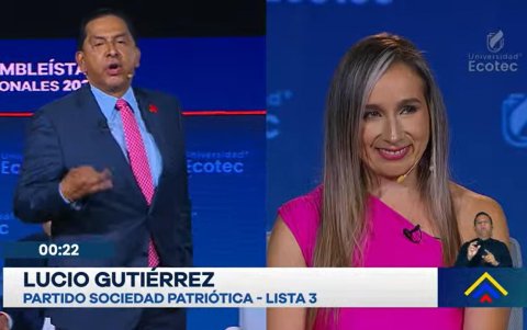 En medio del debate, Lucio Gutiérrez se levantó a señalar que él camina libre por el país.
