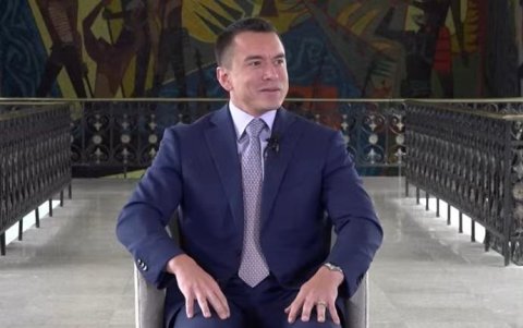 El presidente candidato Daniel Noboa, en el Palacio de Carondelet, el martes 11 de febrero.