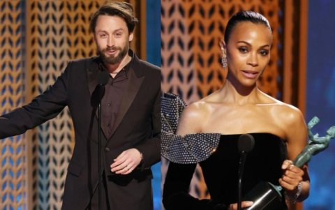Kieran Culkin y Zoe Saldaña ganaron como mejor actor y actriz de reparto, respectivamente, en los Premios SAG.