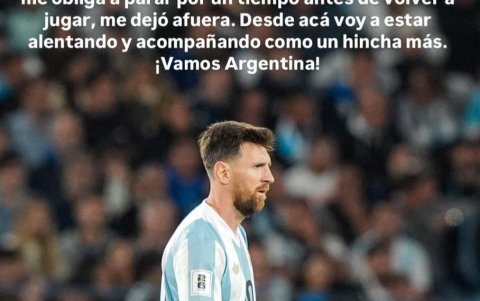 Messi expresó su apoyo al equipo a través de un mensaje en Instagram, lamentando su ausencia en los partidos clave.