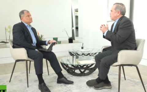 La conversación para RT, de Rafael Correa y Ricardo Patiño, se difundió el 31 de marzo del 2025.