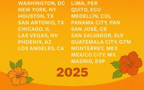 La lista de conciertos de la gira 'Debí tirar más fotos' que circula en redes sociales, aún no confirmada oficialmente.