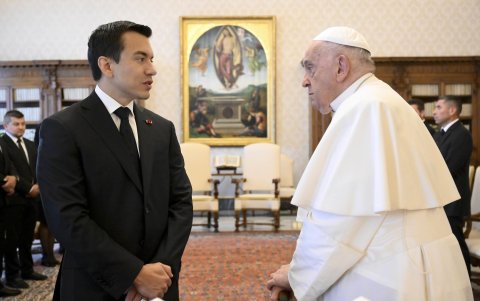 El presidente Daniel Noboa tuvo una audiencia privada con el papa Francisco en mayo de 2024.