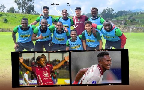 Elián Caicedo y su tío Carlos Orejuela juegan y hacen goles en Mushuc Runa.