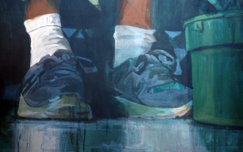 Como parte de la propuesta, Pingos incluyó en su visita a la capital un taller de mural .