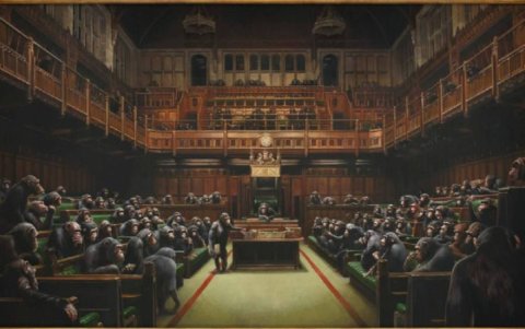 La obra 'Devolved Parliament', de Banksy, subastada en octubre pasado.