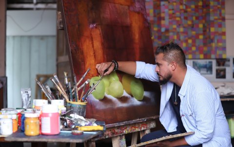 Al momento de pintar, Germán se inclina por los paisajes naturales