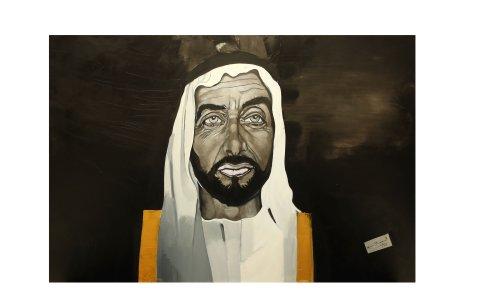 Otra de sus obras es el retrato del jeque Sheikh Zayed.