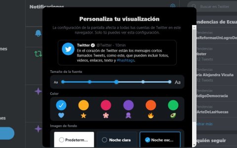 El modo oscuro en Twitter también se puede activar en la versión de escritorio.