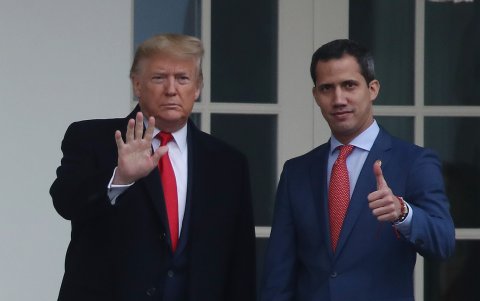 El presidente de los Estados Unidos, Donald Trump, junto a líder venezolano, Juan Guaidó, en la Casa Blanca, el pasado 5 de febrero.