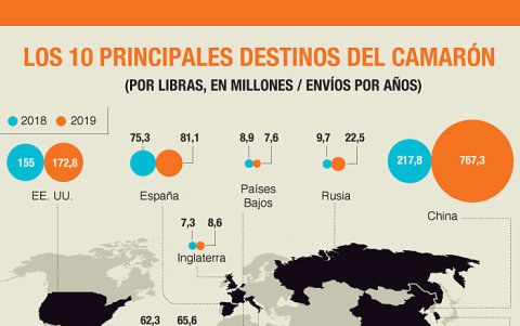 Los mercados que más consumen el camarón ecuatoriano.