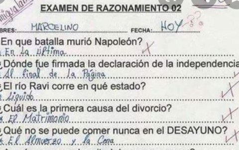 En Internet circulan chistes e imágenes de pruebas que podrían ser respondidas de las maneras más imprevistas.