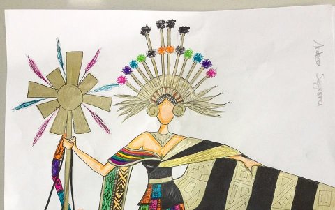 Boceto del vestido diseñado por Andrea Segarra Cevallos.