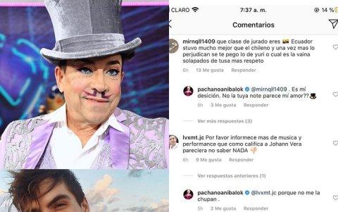 Aníbal Pachano criticado con juez del certamen.