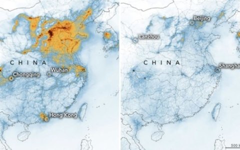 El mapa muestra un cambio significativo en los niveles de NO2