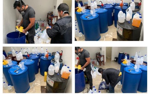 fábrica de gel adulterado encontrada en Quito